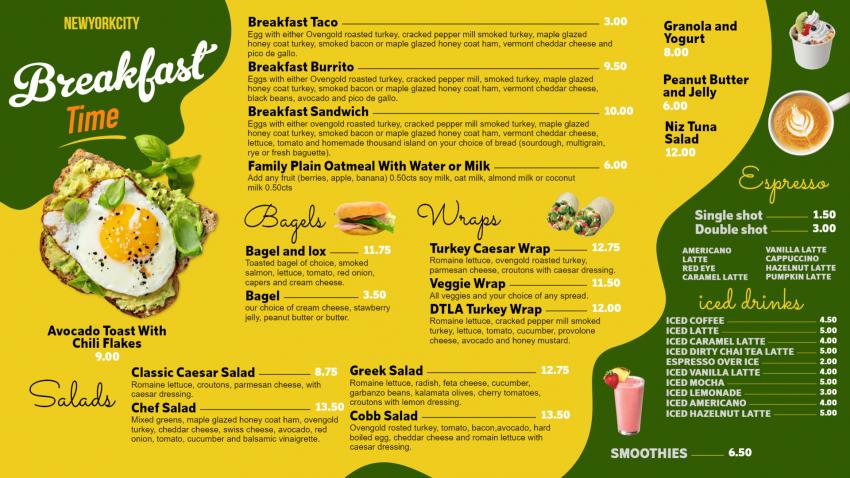 Christmas Food Menu Design menu board