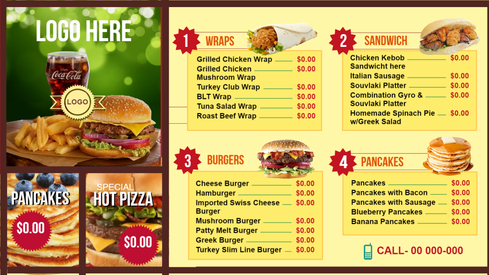 Catering menu boards