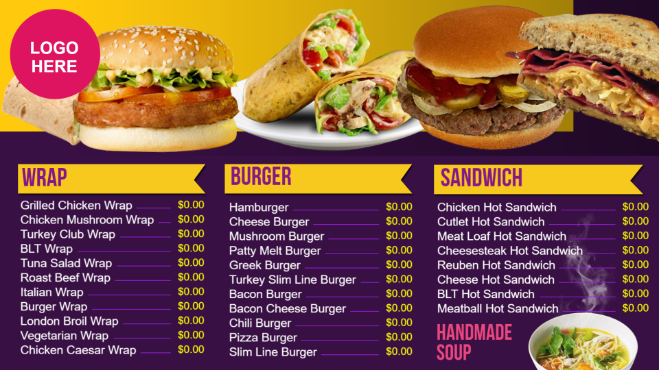 Restaurant menu design
