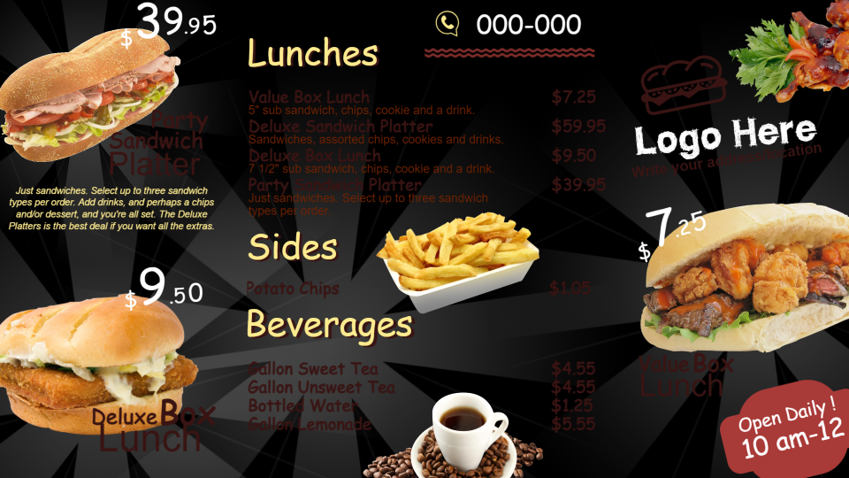 Bistro grill menu