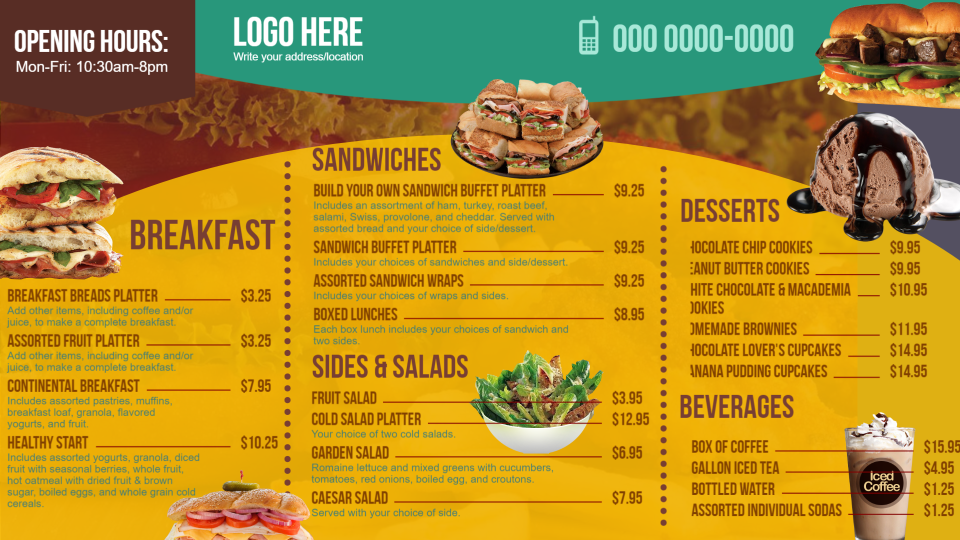 Catering menu boards