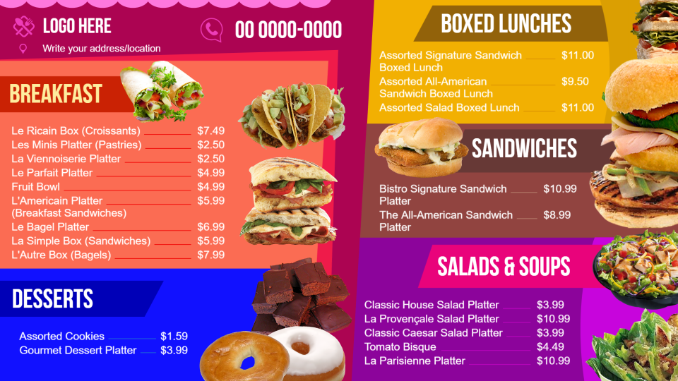 Takeaway menu template