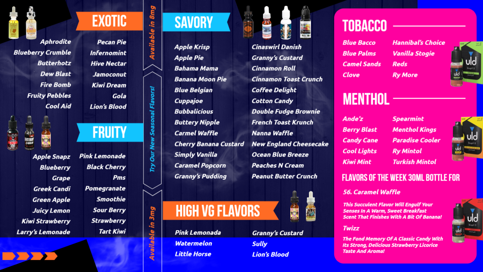 Vapor menu template