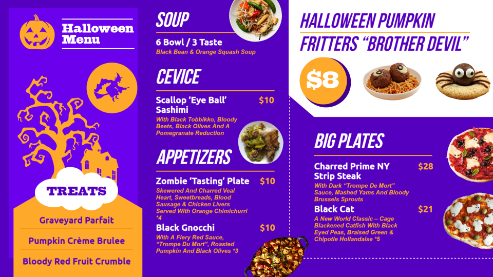 Halloween restaurant menu design