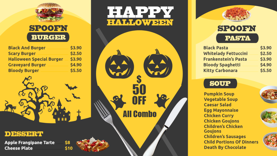 Halloween Menu Template Halloween Menu Template