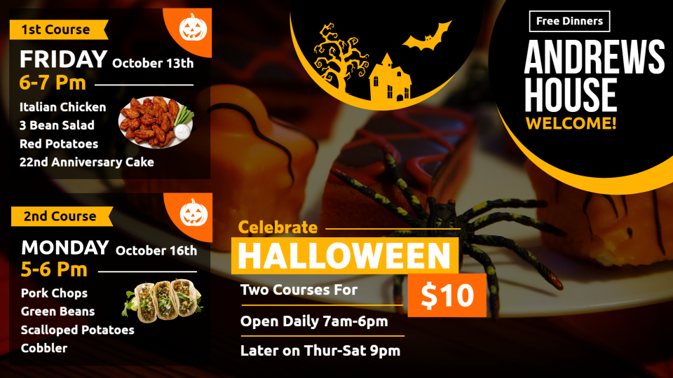 Restaurant Halloween menu board Restaurant Halloween menu board