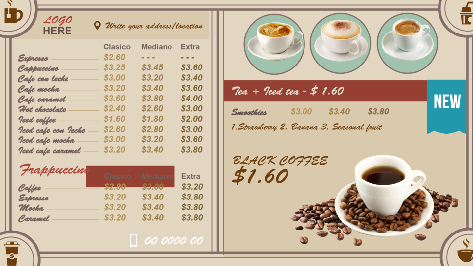 Coffee menu design Coffee menu design