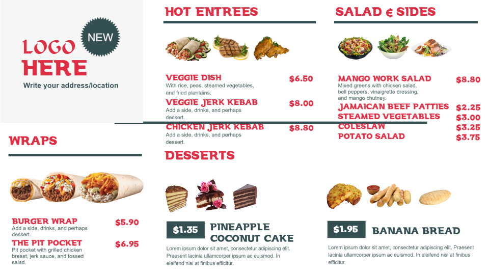 Restaurant menu boards