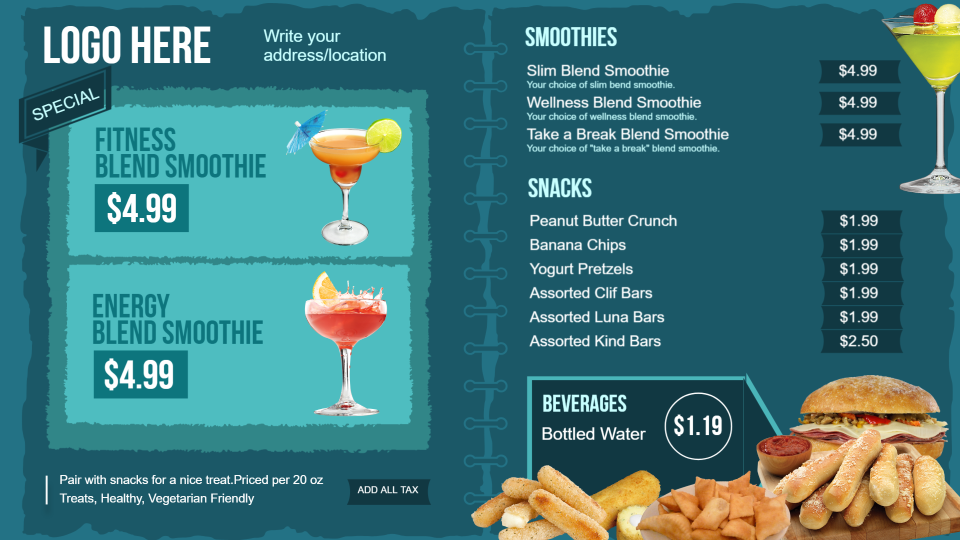 Juice bar menu boards