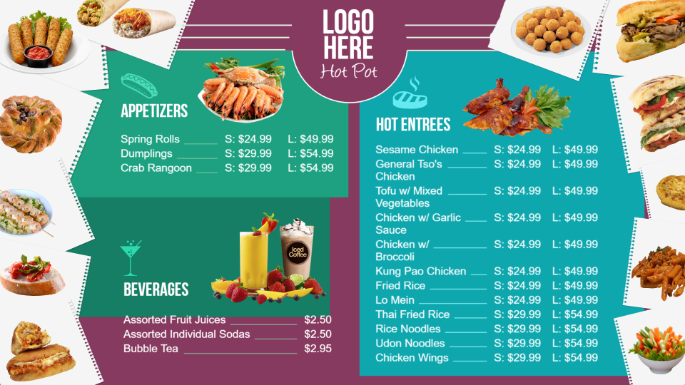 Bar and grill menu templates