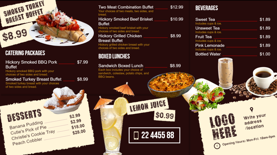 Bistro grill menu