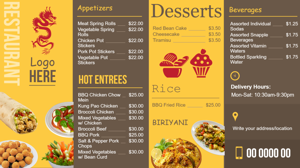 Restaurant menu boards