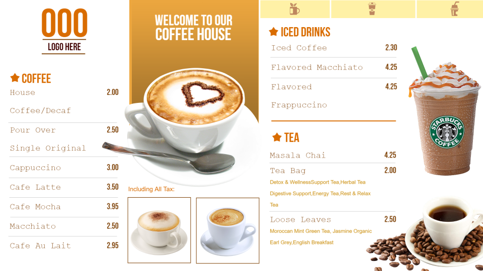 Coffee menu design Coffee menu design