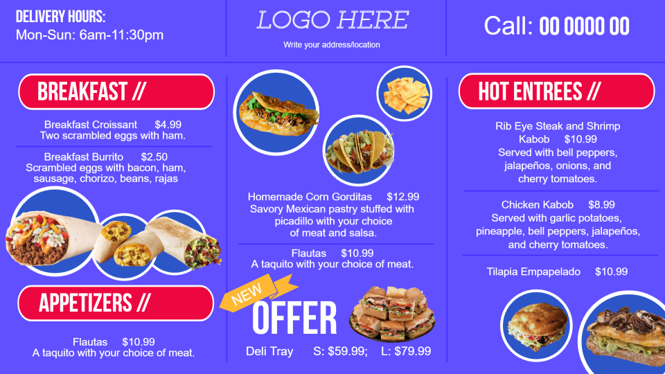 Catering menu boards0