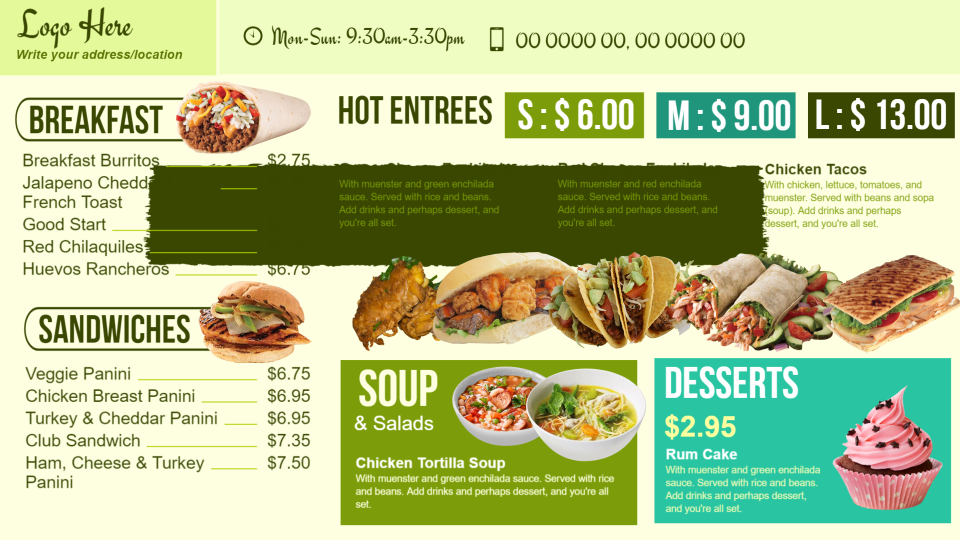 Bistro grill menu
