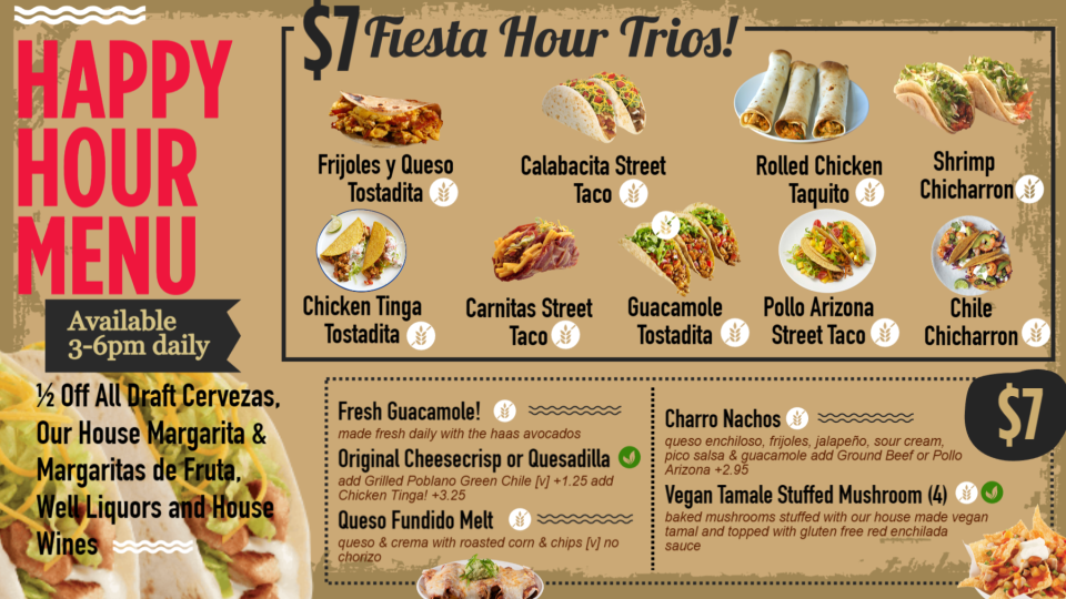 Elcharro cafe happy hour  menu