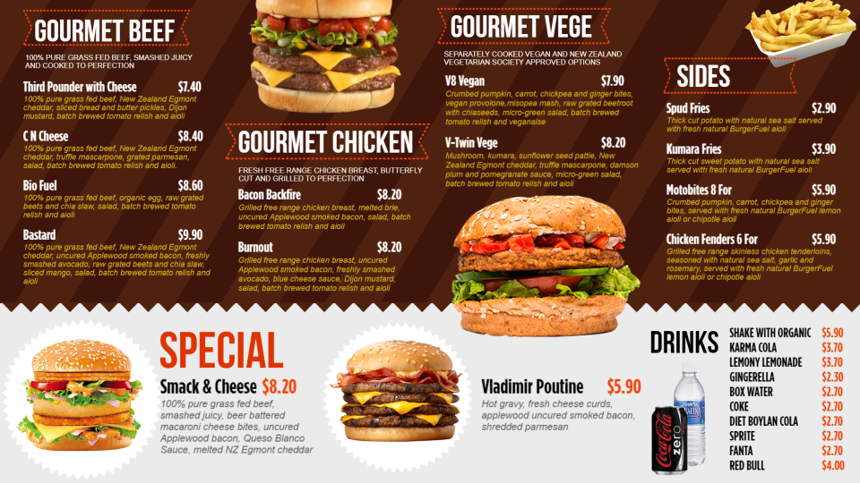 Gourmet Foods menu