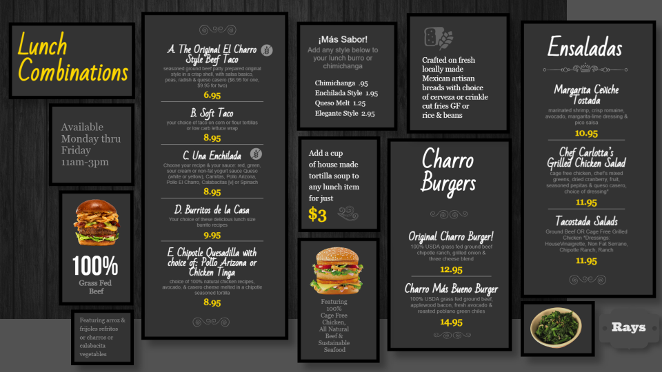 Lunch combination black menu design