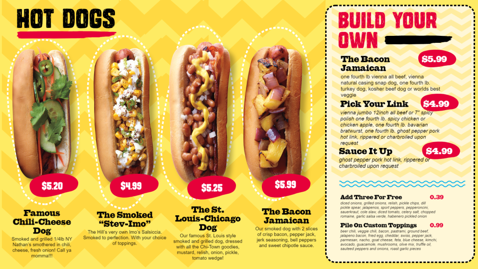 Modern hot-dog menu idea with brush stroke