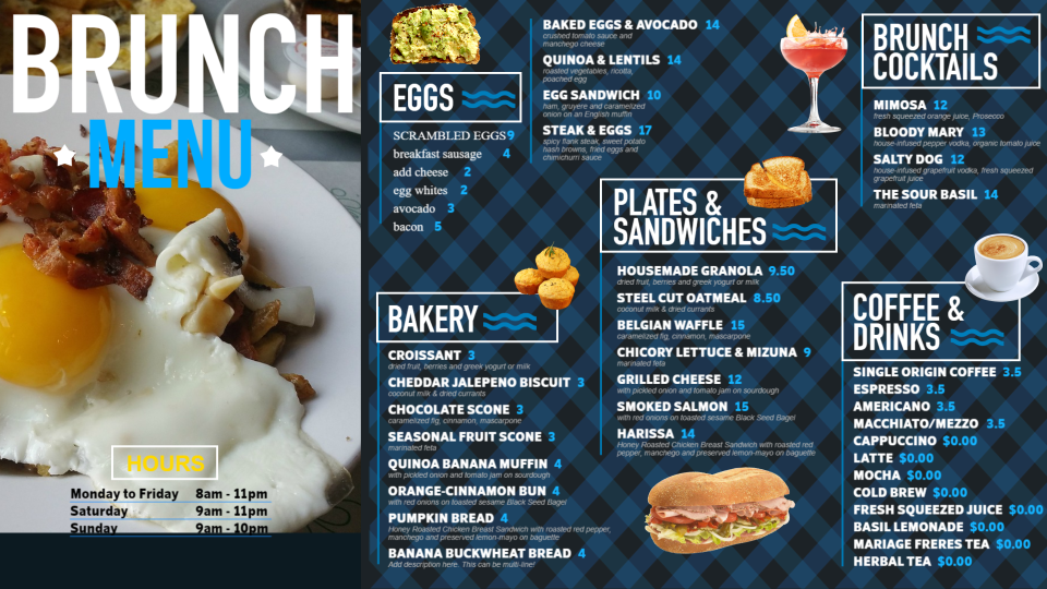 Brunch menu board design from DSMenu
