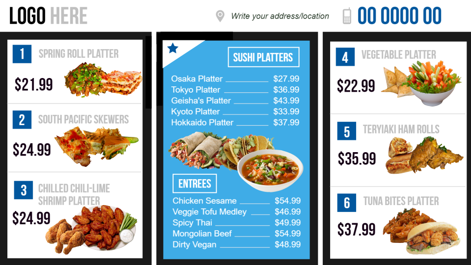 Breakfast menu Breakfast menu