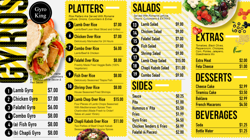 Stylish menu board design idea for gyros