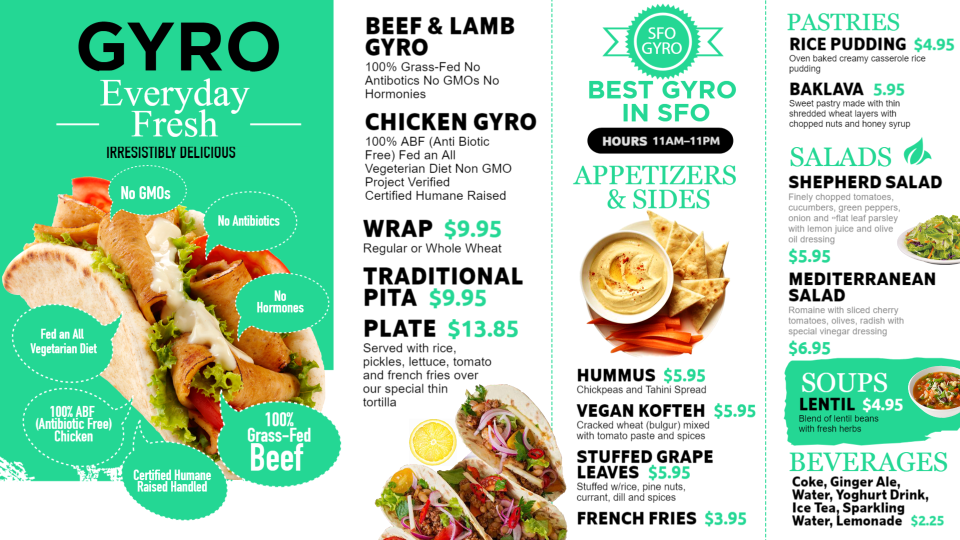Gyro Menu board from DSMenu