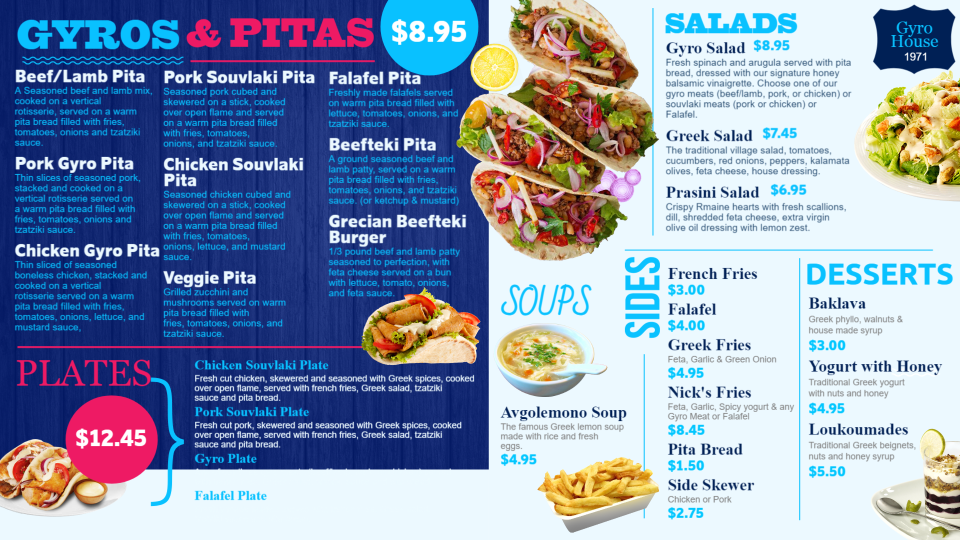 Gyros And Pitas Menu Board Gyros And Pitas Menu Board