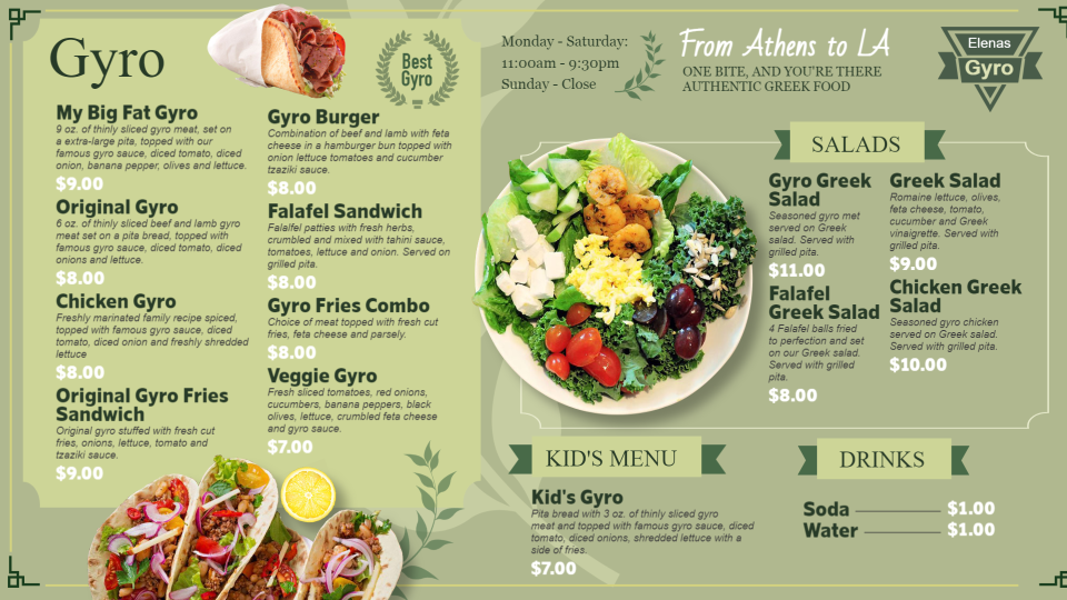 Floral design for Gyro Menu Board