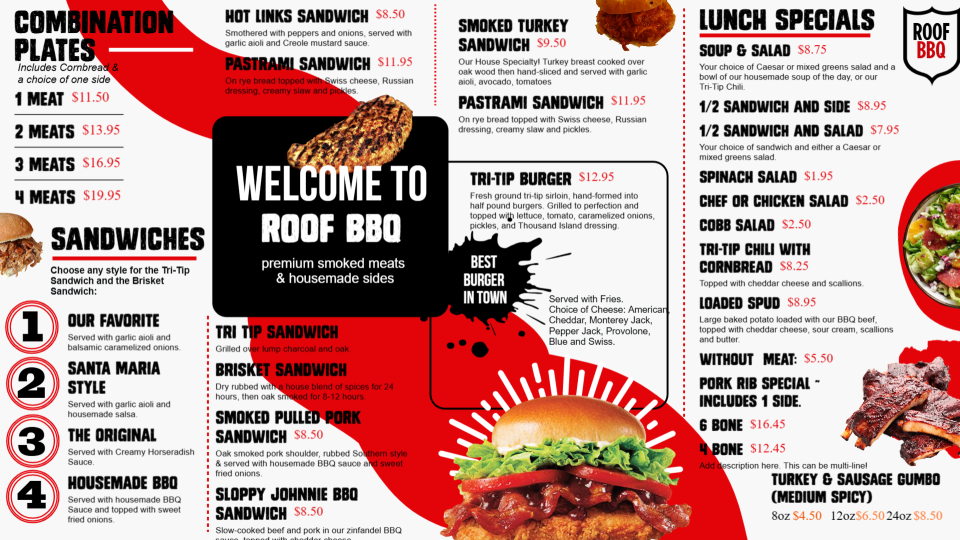 BBQ Plates And Lunch Menu Board