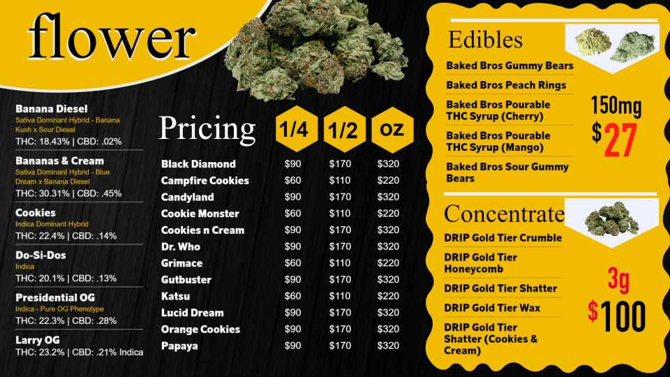 Marijuana Black yellow Menu