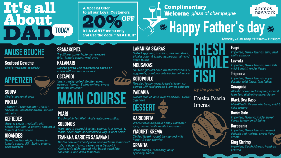 Fathers Day Special Menu Board