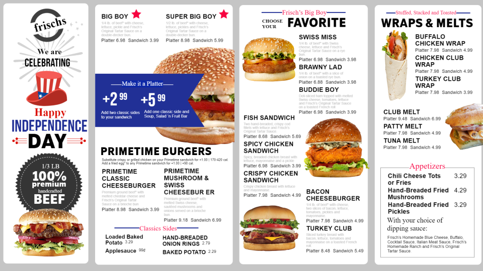 Independence Day Menu Board