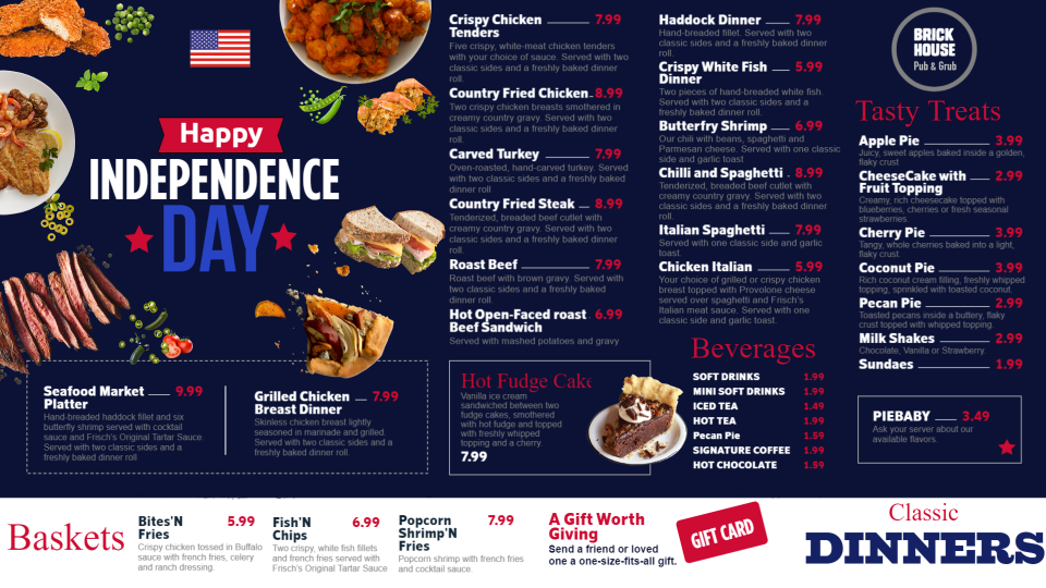 Happy independence day Menu Board