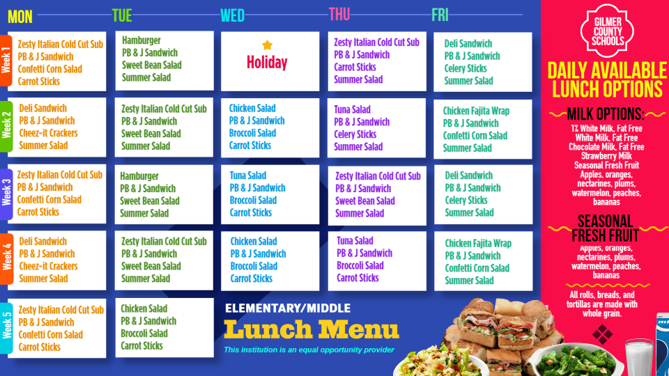 School Digital Signage Menu Board