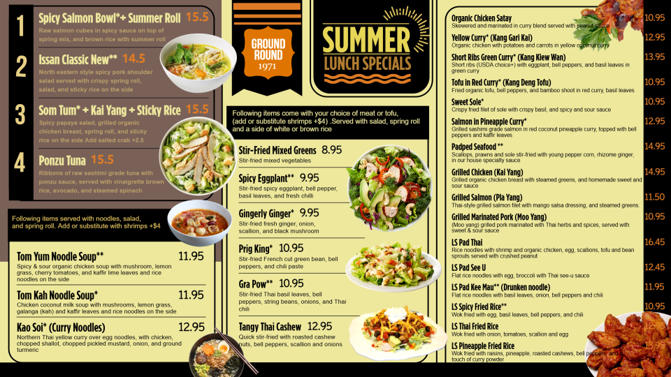 Summer Digital Signage Menu
