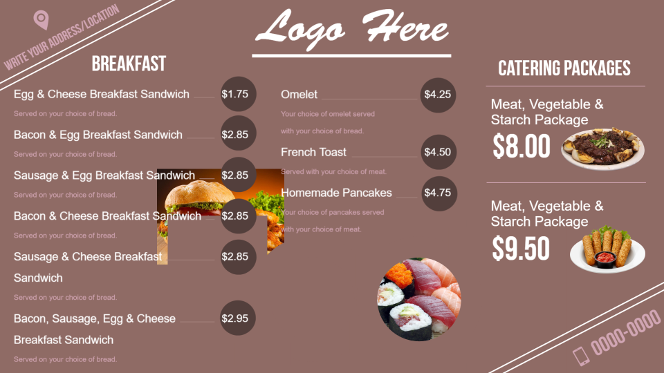 Restaurant menu design