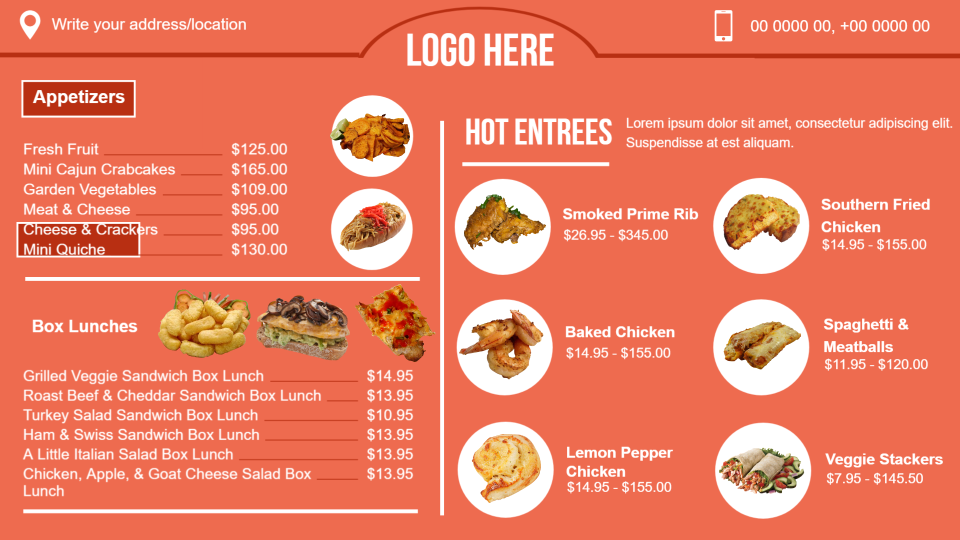Restaurant menu templates