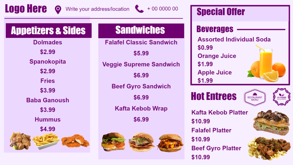 Restaurant menu boards