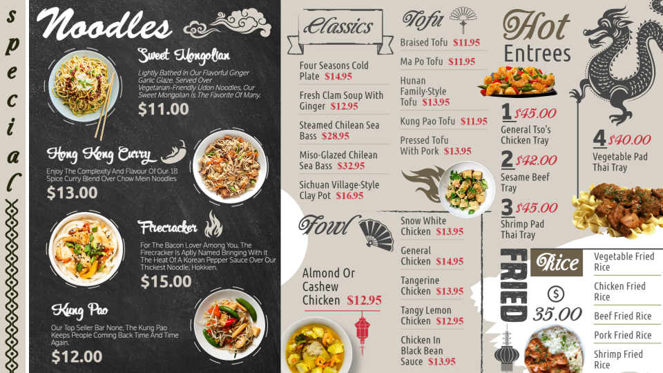 Chinese Menu Design