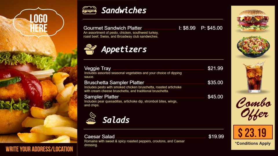 Pizza menu boards