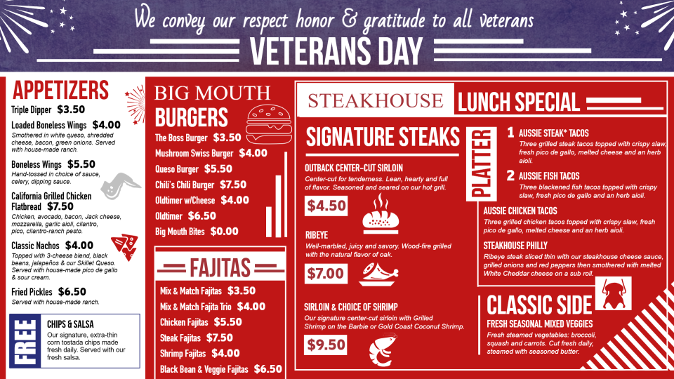Veterans Day Menu Board2 Veterans Day Menu Board2