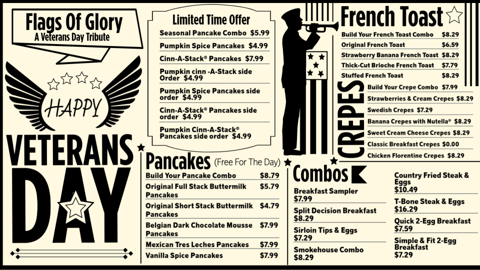 Veterans Day Menu Board Design
