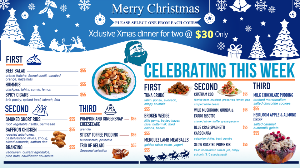 Blue Christmas menu Dsmenu