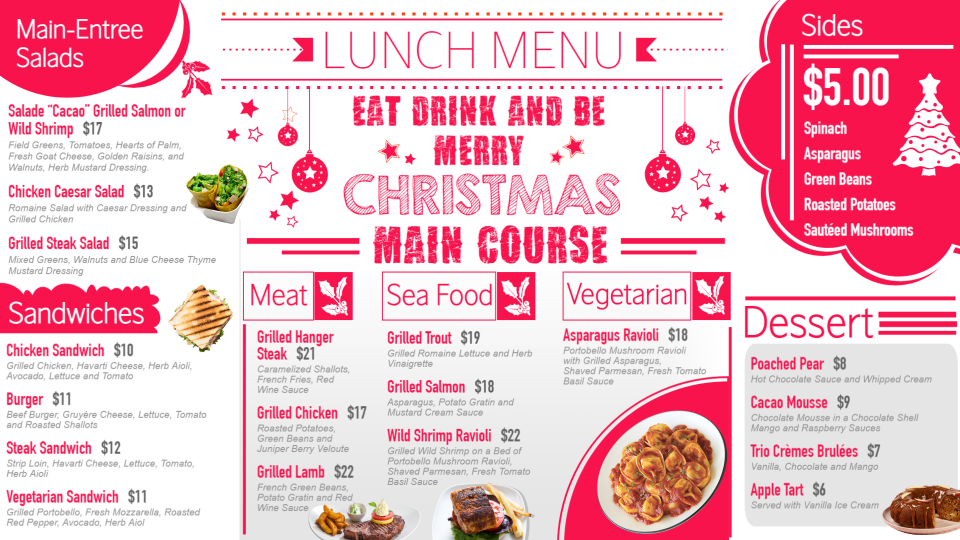 Christmas menu design template