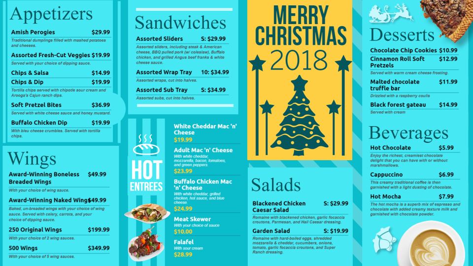 Christmas signage menu board