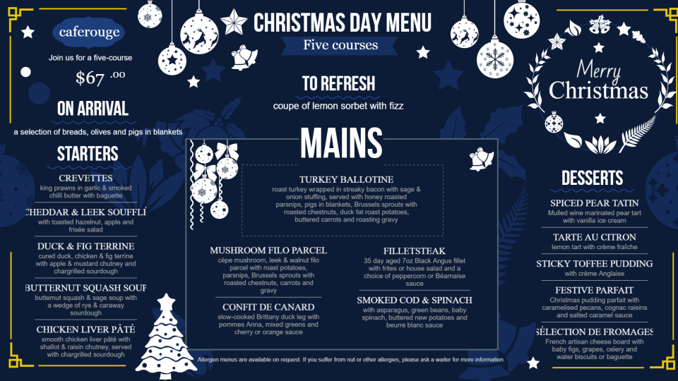 Christmas food menu dsmenu