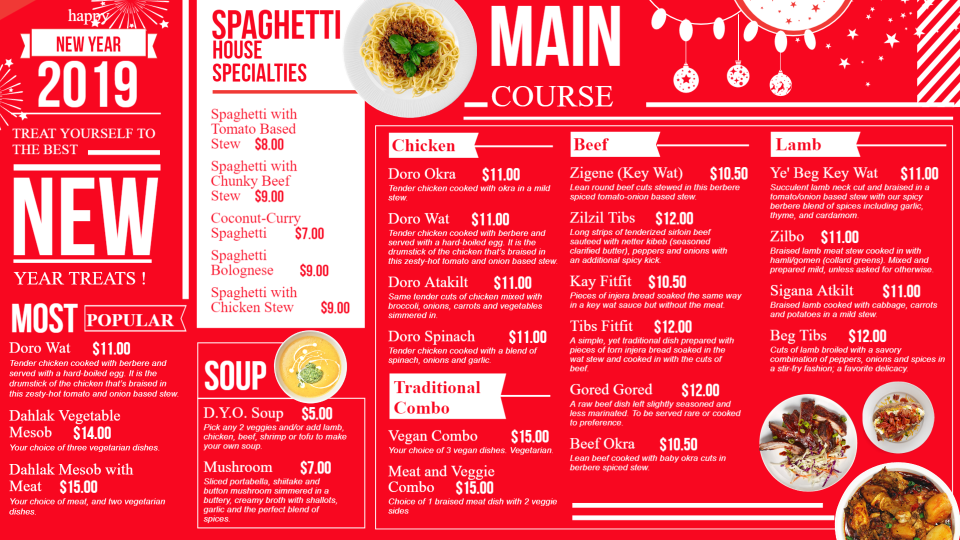New Year Menu Template New Year Menu Template