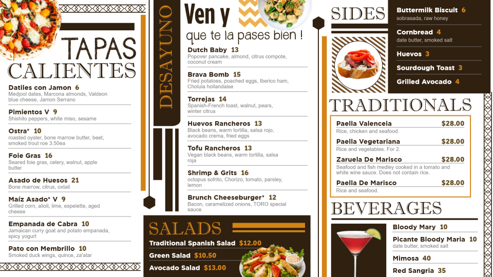 Tapas Signage Menu