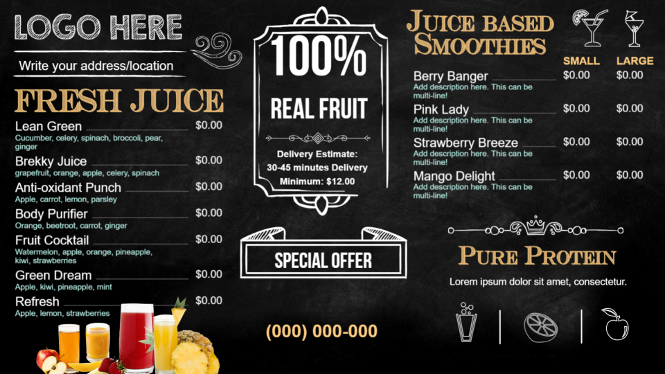 Chalk menu boards Chalk menu boards